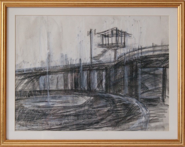 Cumberland basin flyover. Conte and Pastel  £450  37cm x 50c